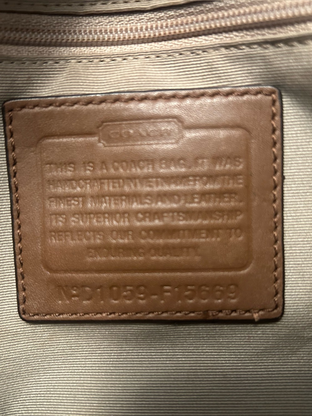 Coach Beige Signature Canvas Tote with Tan Leather Handles - Picture 6 of 6